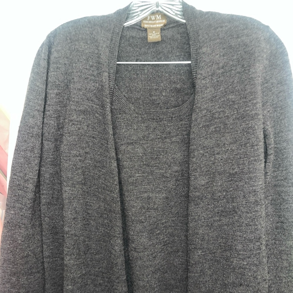 Fenn Wright Manson Charcoal Cardigan Sweater Merina wool. Classic. Old money.